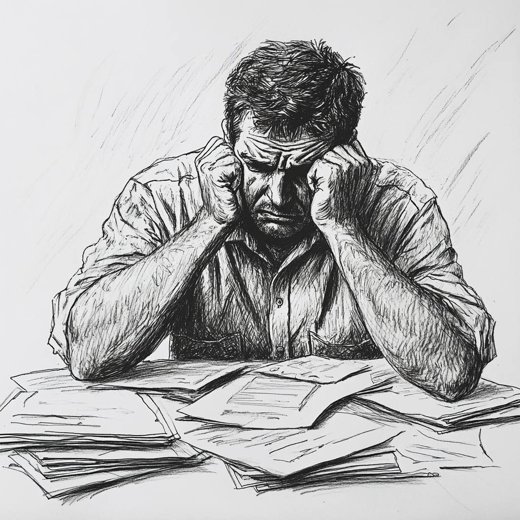 u3895675492_A_frustrated_land_seller_looking_at_paperwork_dra_1c143a8b-9590-4458-b0e0-69f459a77667_1